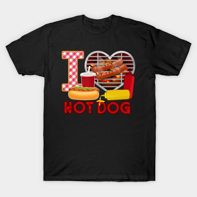 I love Hot Dog T-Shirt by Cheer Tees